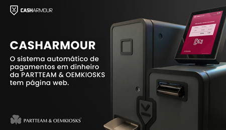 O sistema automático de pagamentos em dinheiro CASHARMOUR da PARTTEAM & OEMKIOSKS tem página web