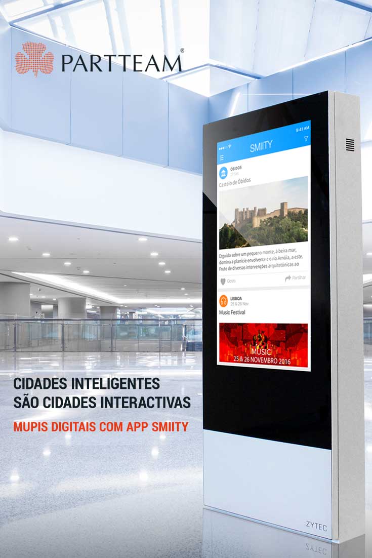 Smart Cities: Mupis digitais PARTTEAM com a app SMIITY